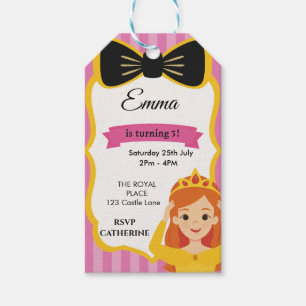 Étiquettes-cadeau Invitation d'anniversaire de la princesse rose z