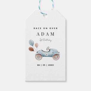 Étiquettes-cadeau Invitation d'anniversaire de voiture de course, An