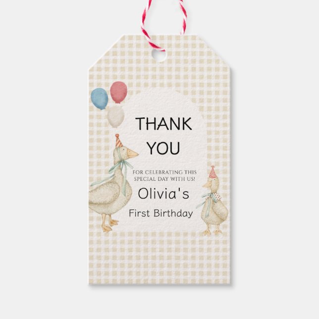 Étiquettes-cadeau Invitation d'anniversaire d'une oie sotte (Devant)
