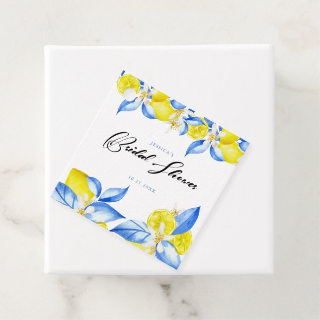 Étiquettes Cadeau Invitation de mariage floral au citron italien (En situation)