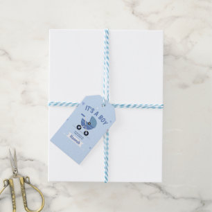 Étiquettes-cadeau Invitation minimale bébé garçon Baby Shower Bleu B