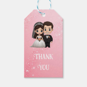 Étiquettes-cadeau Invitations de mariage rose avec étincelles de dia