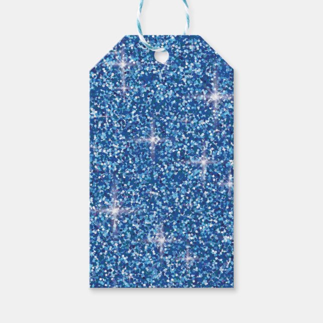 Étiquettes-cadeau Iridescent bleu brillant (Devant)