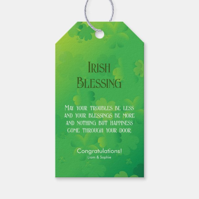 Étiquettes-cadeau Irish Blessing Shamrock Green (Devant)
