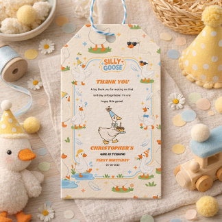 Étiquettes-cadeau It’s ONE Silly Goose Retro 1st Birthday Fun Modern