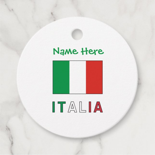 Étiquettes Cadeau Italia e Bandiera Italiana Personnalisation verte (Devant)