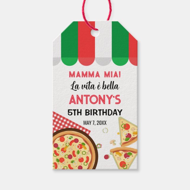 Étiquettes-cadeau Italian Birthday Pizza Party (Devant)