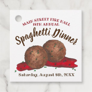 Étiquettes Cadeau Italien Meatballs Spaghetti Dîner Charité Événemen
