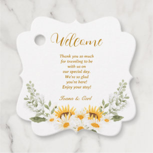 Étiquettes Cadeau IVANA Elegant Mariage Fleur Jaune & Blanc