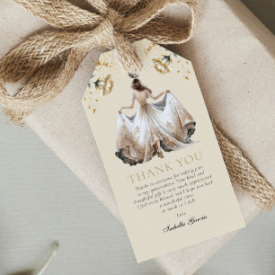 Étiquettes-cadeau Ivoire de luxe personnalisé et or Quinceañera
