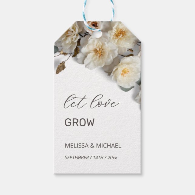 Étiquettes-cadeau Ivory 3D Roses Wedding Welcome (Devant)