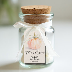 Étiquettes-cadeau Ivory Bow Petit Baby shower Citrouille