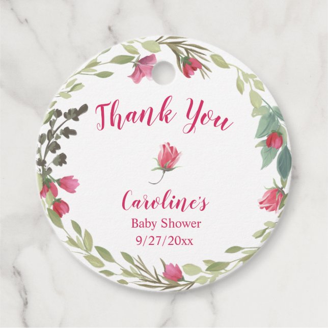 Étiquettes Cadeau Ivy Rose Baby shower Merci (Devant)