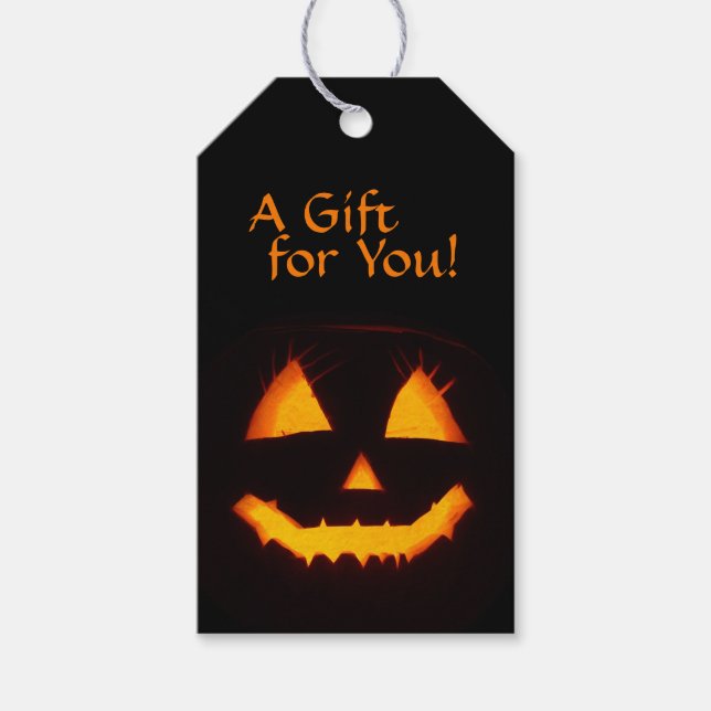Étiquettes-cadeau Jack-o'-lantern éclairé (Devant)