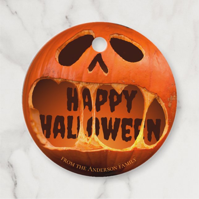 Étiquettes Cadeau Jack olantern citrouille Halloween décoration cade (Devant)