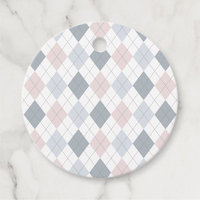 Étiquettes Cadeau Jacquard blanc rose gris (Devant)