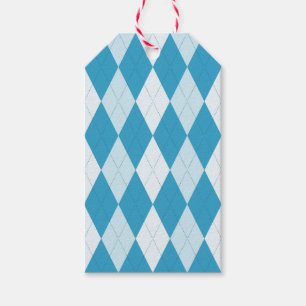 Étiquettes-cadeau Jacquard bleu Peacock Petite forme diamant