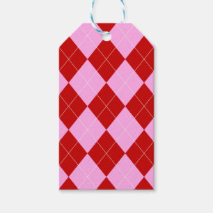 Étiquettes-cadeau Jacquard preppy Tartan Diamond Plaid Rouge rose