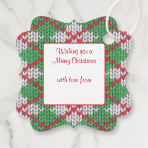 Étiquettes Cadeau Jacquard XMAS KNIT Fancy Carré Tags cadeaux