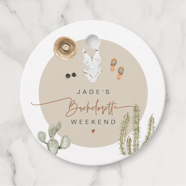 Étiquettes Cadeau JADE Boho Desert Cactus Scottsdale Avant le Voile (Devant)