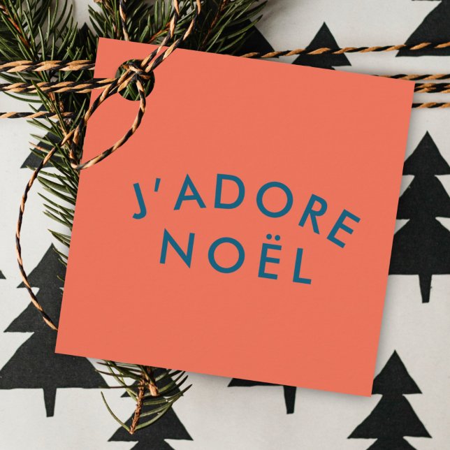 Étiquettes Cadeau J'adore Noel | Modern Love Christmas Rouge et Mari (Créateur téléchargé)