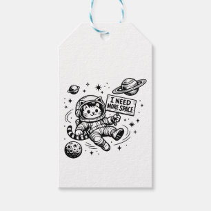 Étiquettes-cadeau J'ai besoin de plus d'espace Drôle Chat Astronaute