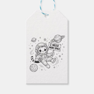 Étiquettes-cadeau J'ai Besoin De Plus D'espace Drôle Chat Astronaute
