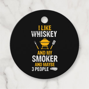 Étiquettes Cadeau J'Aime Whiskey My Smoker 3 Personnes BBQ Drôle