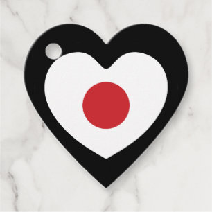 Étiquettes Cadeau Japon   Coeur du drapeau japonais