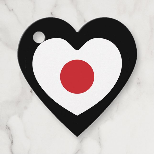 Étiquettes Cadeau Japon | Coeur du drapeau japonais (Devant)