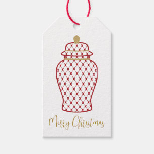Étiquettes-cadeau Jar de gingembre rouge, Chinoiserie Noël personnal