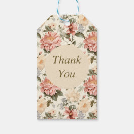 Étiquettes-cadeau Jardin aux fleurs rétro pastel Merci