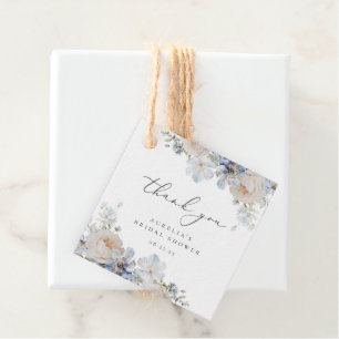 Étiquettes Cadeau Jardin bleu poussiéreux Merci Floral