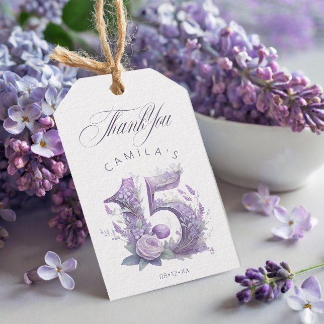 Étiquettes-cadeau Jardin de Conte de Fées Quinceanera Lavande/Lilas  (Créateur téléchargé)
