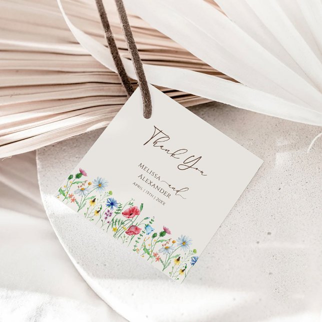 Étiquettes Cadeau Jardin de fleurs sauvages beige remerciement de ma (Créateur téléchargé)