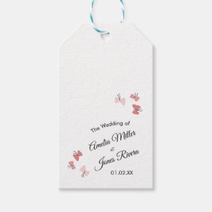 Étiquettes-cadeau Jardin de papillons roses mariage romantique simpl
