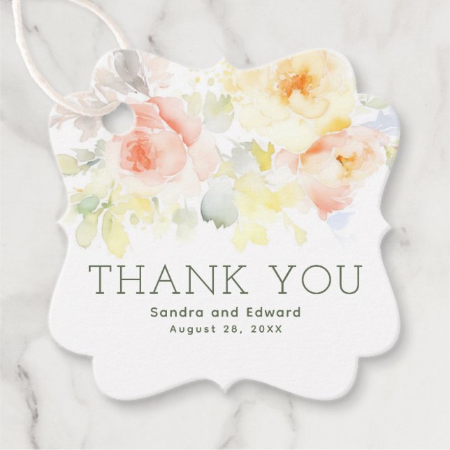 Étiquettes Cadeau Jardin d'été Fleurs Boho Elégant Merci (Devant)