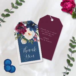 Étiquettes-cadeau Jardin enchanté Dusty Blue Bourgogne Navy