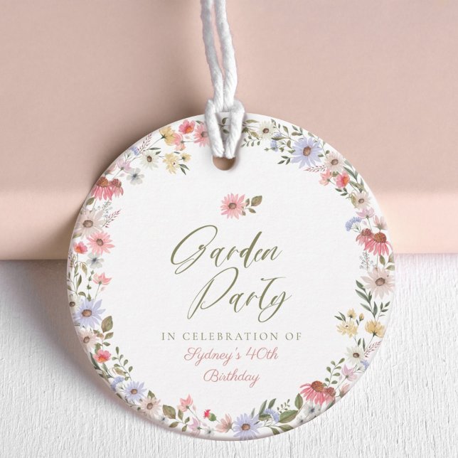 Étiquettes Cadeau Jardin Fleur sauvage aquarelle Floral Anniversaire (Créateur téléchargé)