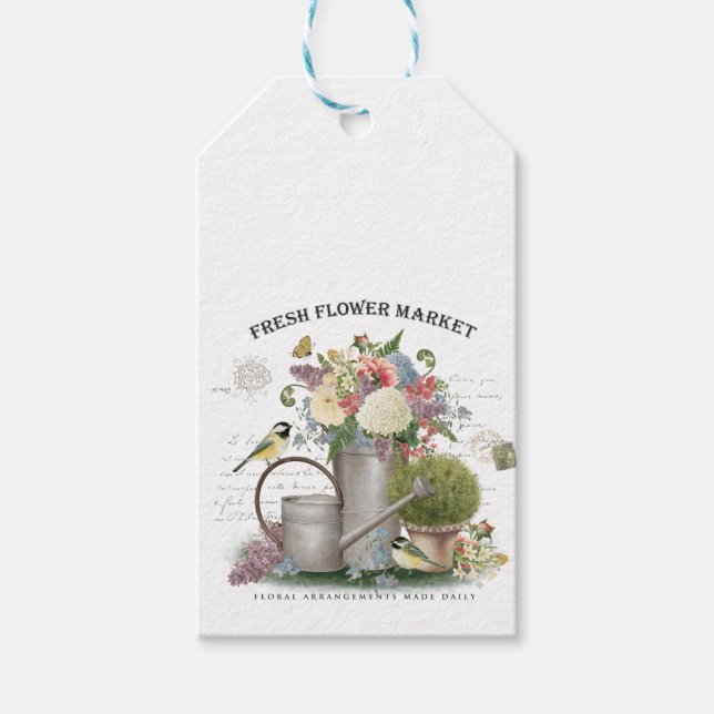 Étiquettes-cadeau Jardin fleuri Vintage (Devant)
