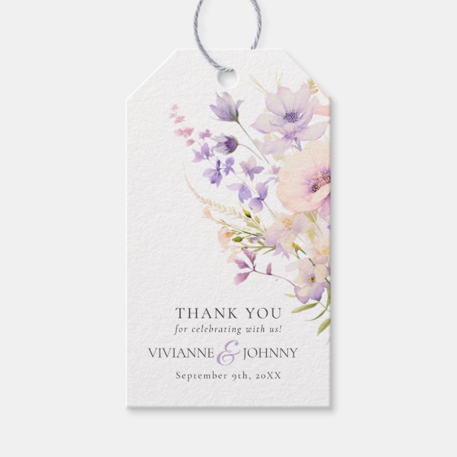 Étiquettes-cadeau Jardin Fleurs sauvages violet lavande violet Maria (Devant)