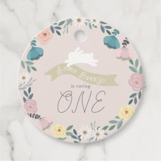 Étiquettes Cadeau Jardin Floral Bunny 1er Anniversaire rose