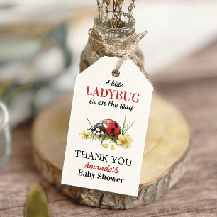 Étiquettes-cadeau Jardin Floral Daisy Petite Coccinelle Baby Shower