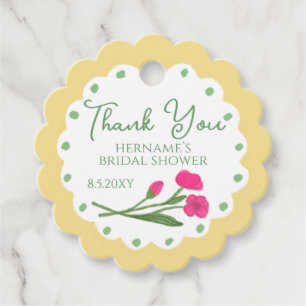 Étiquettes Cadeau Jardin Floral Rose Jaune Fantaisiste Peint à la Ma