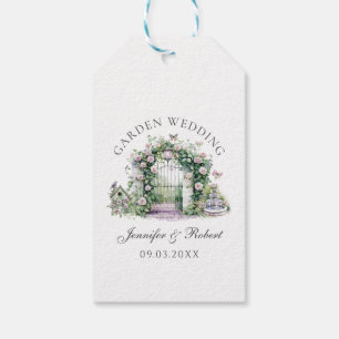 Étiquettes-cadeau Jardin romantique Mariage Floral Arch Fontaine