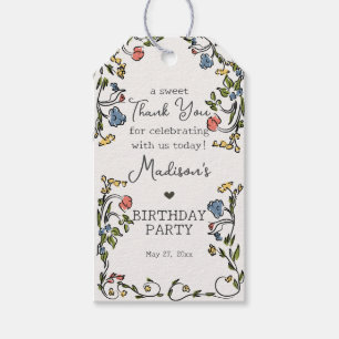 Étiquettes-cadeau Jardin Whimsical Doodle Floral Anniversaire