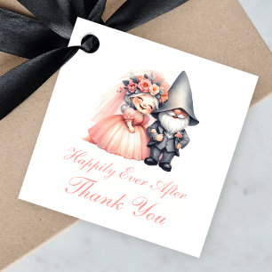 Étiquettes Cadeau Jardin Whimsical Gnome Orange Mariage Merci