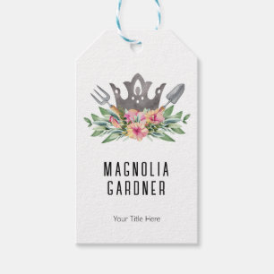 Étiquettes-cadeau Jardinage Couronne Boho Chic Aquarelle Outils Fleu