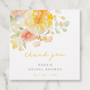 Étiquettes Cadeau Jaune Beurre Floral Remerciement de Mariage