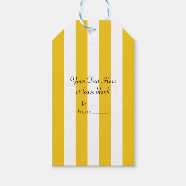 Étiquettes-cadeau Jaune & Blanc Grandes Fête Moderne Frappe Favorise (Devant)